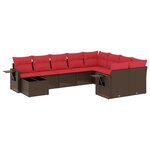vidaXL Salon de jardin 10 Pièces avec coussins marron résine tressée