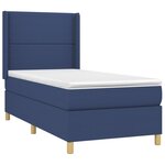 vidaXL Sommier à lattes de lit matelas et LED Bleu 100x200 cm Tissu