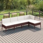 vidaXL Salon de jardin 5 Pièces avec coussins résine tressée marron