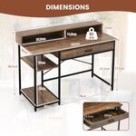 Bureau d'ordinateur avec étagère pour moniteur bureau informatique avec tiroir de rangement et 2 étagères ouvertes style industriel 120 x 56 x 90 5 cm marron 20_0007985