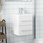 vidaXL Armoire lavabo de salle de bain avec bassin intégré blanc