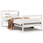 vidaXL Cadre de lit avec tête de lit blanc 75x190cm bois de pin massif