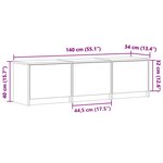 vidaXL Meuble TV Chêne fumé 140 x 34 x 40 cm Bois d'ingénierie