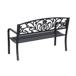 Banc de jardin terrasse en acier fonte noir 3 places 127 x 60 x 87 cm charge max 220 Kg