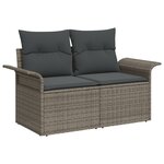 Set de Canapé de Jardin de 6 Pièces avec Coussins en Poly Rattan Gris