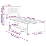 vidaXL Cadre de lit avec tête de lit Sonoma Gris et Argent 75 x 190 cm