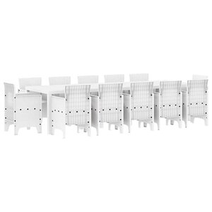 vidaXL Ensemble de salle à manger pour jardin 13 pc Blanc Poly rotin