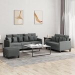 vidaXL Ensemble de canapés 3 Pièces avec coussins Gris foncé Tissu