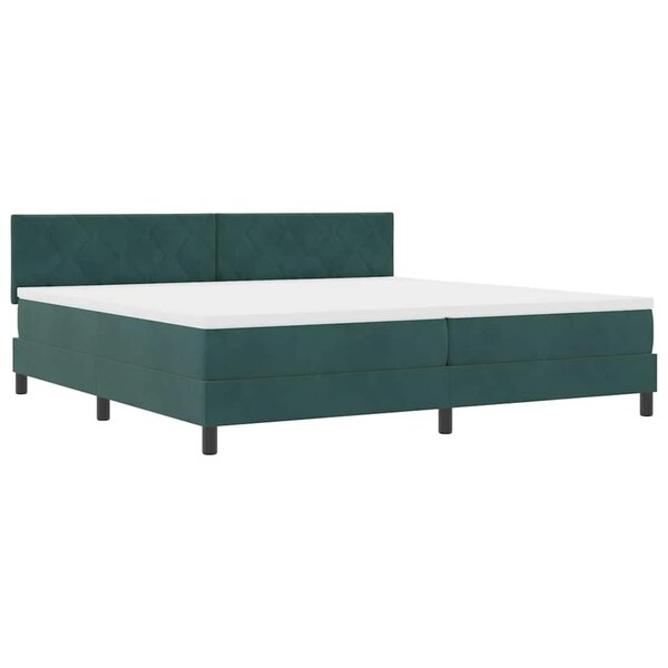vidaXL Lit à ressorts avec matelas Vert foncé 200 x 200 cm tissu