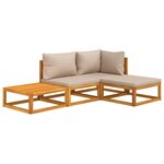 vidaXL Salon de jardin 4 Pièces avec coussins taupe bois massif