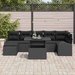 vidaXL Ensemble de canapé de jardin avec coussin 8 Pièces Noir