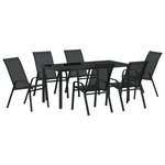 vidaXL Set jardin 7 pièces en textilène noir et acier
