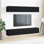 vidaXL Ensemble meuble TV 4 pièces - Fixé au mur en chêne noir