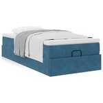 vidaXL Cadre de lit ottoman avec matelas bleu foncé 90x200 cm velours