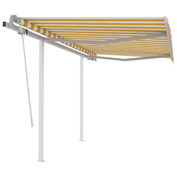 vidaXL Auvent manuel rétractable avec poteaux 3 5x2 5 m Jaune et blanc