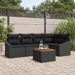 vidaXL Ensemble de canapé de jardin 6 pièces avec coussins en rattan noir