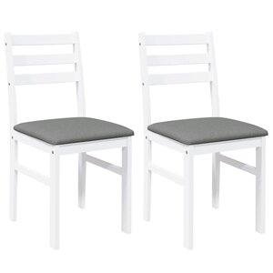 vidaXL Chaises à manger coussins 2 Pièces blanc bois massif caoutchouc