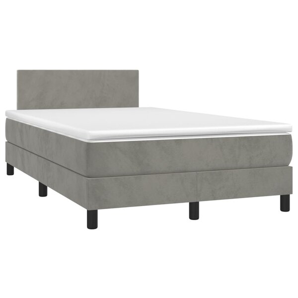 vidaXL Sommier à lattes de lit et matelas gris clair 120x190cm velours