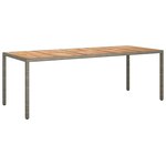 vidaXL Table de jardin Gris 250x100x75 cm Résine tressée