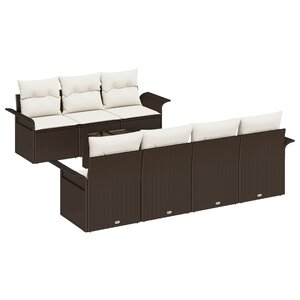 vidaXL Ensemble de canapés jardin 8 pièces avec coussins brun poly rattan