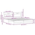 vidaXL Cadre de lit en métal sans matelas chêne fumé 200x200 cm