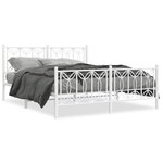 vidaXL Cadre de lit métal sans matelas et pied de lit blanc 160x200 cm