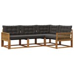 vidaXL Ensemble de canapés d'extérieur 4 pc Naturel et noir
