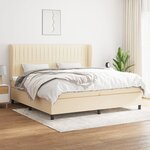 vidaXL Sommier à lattes de lit avec matelas Crème 200x200 cm Tissu