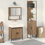 vidaXL Ensemble de mobilier de salle de bain avec étagère 3 Pièces Marron
