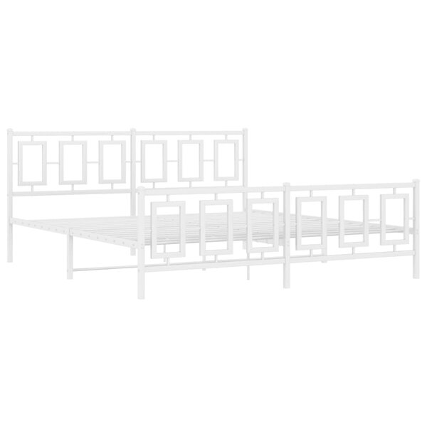 vidaXL Cadre de lit métal sans matelas et pied de lit blanc 180x200 cm