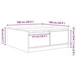 vidaXL Table basse avec tiroirs vieux bois 100x100x40 cm
