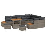 vidaXL Ensemble de canapé de jardin 12 Pièces Gris Poly rotin