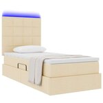 vidaXL Lit avec rangement et LED avec LED Crème 90 x 190 cm Polyester