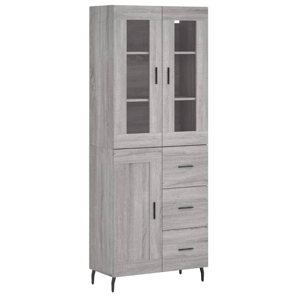 vidaXL Buffet haut Sonoma gris 69 5x34x180 cm Bois d'ingénierie