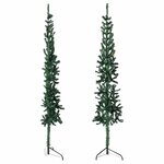 vidaXL Demi sapin de Noël artificiel mince avec support Vert 210 cm