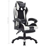 vidaXL Fauteuil de jeux vidéo avec LED RVB Blanc et noir Similicuir