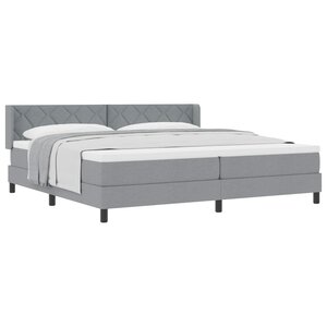 vidaXL Lit à ressorts avec tête de lit Gris clair 200 x 200 cm tissu