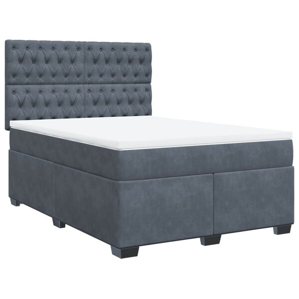 vidaXL Sommier à lattes de lit et matelas Gris foncé 160x200cm Velours