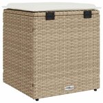 vidaXL Tabourets de jardin avec coussins lot de 2 beige résine tressée