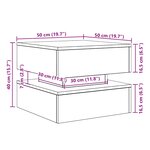 vidaXL Table basse avec lumières LED chêne noir 50x50x40 cm