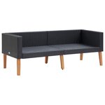 vidaXL Salon de jardin 3 Pièces avec coussins Résine tressée Noir