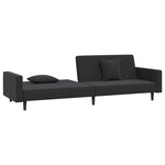 vidaXL Canapé-lit 2 places 2 oreillers et repose-pied Noir Velours