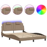 vidaXL Cadre de lit avec lumières LED cappuccino 120x200 cm similicuir