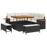 Set de canapé de jardin 8 pièces avec coussins noirs en polyrotin