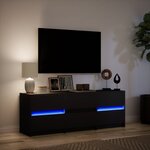 vidaXL Meuble TV avec LED noir 140x34x50 cm bois d'ingénierie
