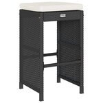 vidaXL Tabourets de bar jardin coussins lot de 2 noir résine tressée
