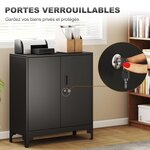 Armoire de bureau 80 x 35 x 91 cm portes verrouillables 2 étagères sécurisée et stable design contemporain en métal noir 21_0006405