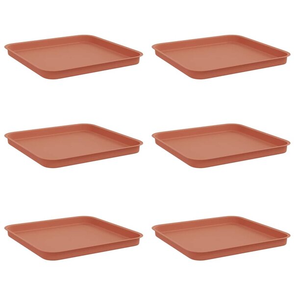 vidaXL Plateau carré à fleurs 6 pc Rouge brique 32 x 32 x 2 5 cm