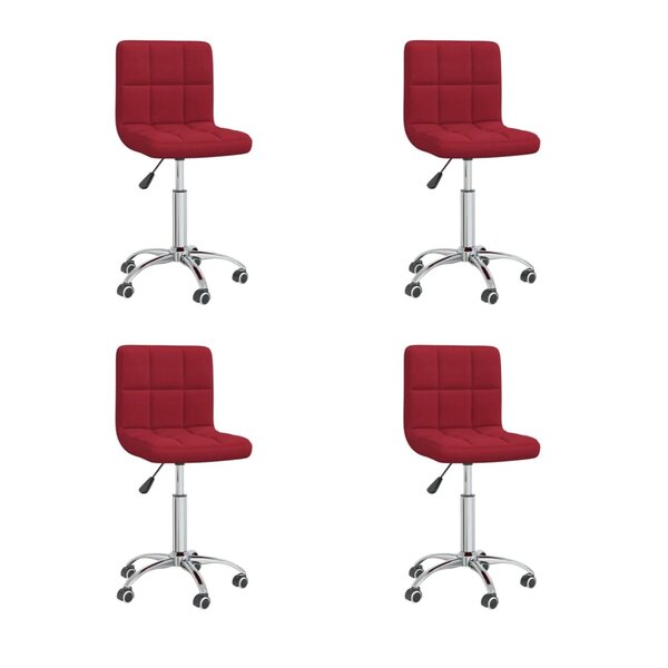 vidaXL Chaises pivotantes à manger lot de 4 Rouge bordeaux Tissu