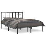 vidaXL Cadre de lit métal sans matelas avec tête de lit noir 140x200cm